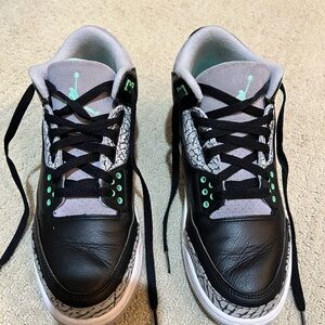 Air Jordan 3 - US 10 Men's Black White Grey Green Glow Nike Retro